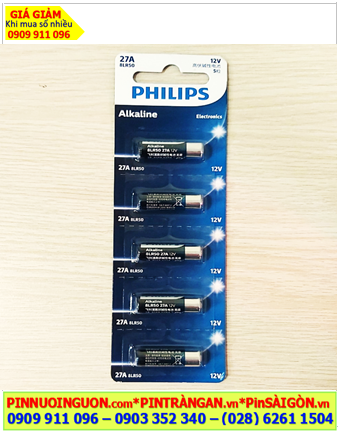 Pin Philips 27A, 8LR50 _Pin remote điều khiển Alkaline 12v Philips 27A, 8LR50 /Loại Vỉ 5viên